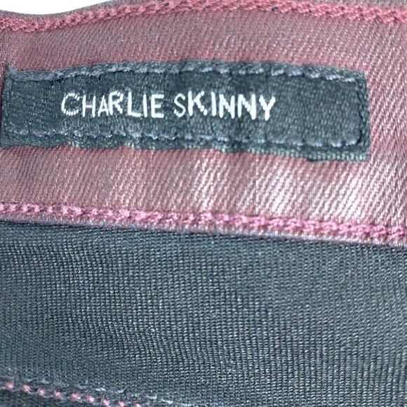 Lucky brand Burgundy Charlie Skinny Coated Denim Ankle Jeans US 2/26 - Picture 13 of 16